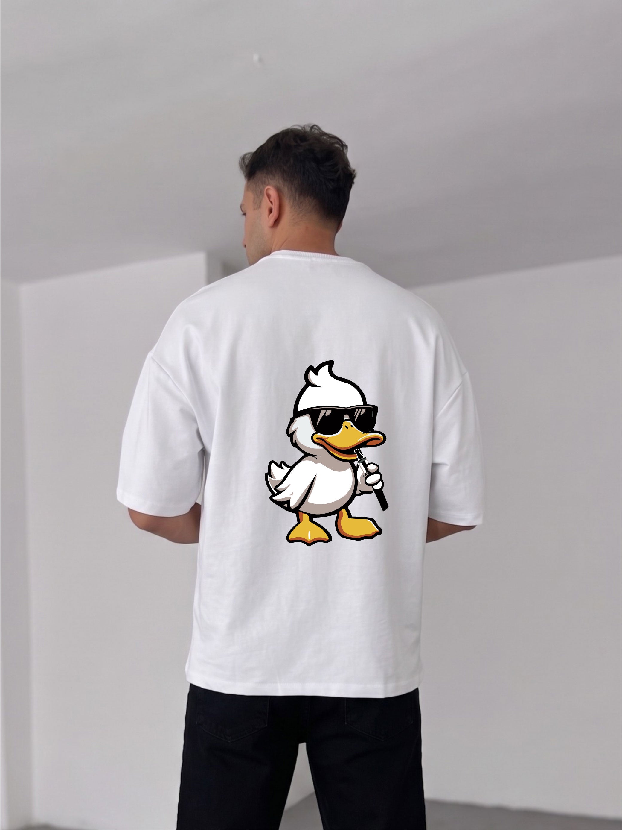 Premium White -Vaper- Printed Oversize T-Shirt