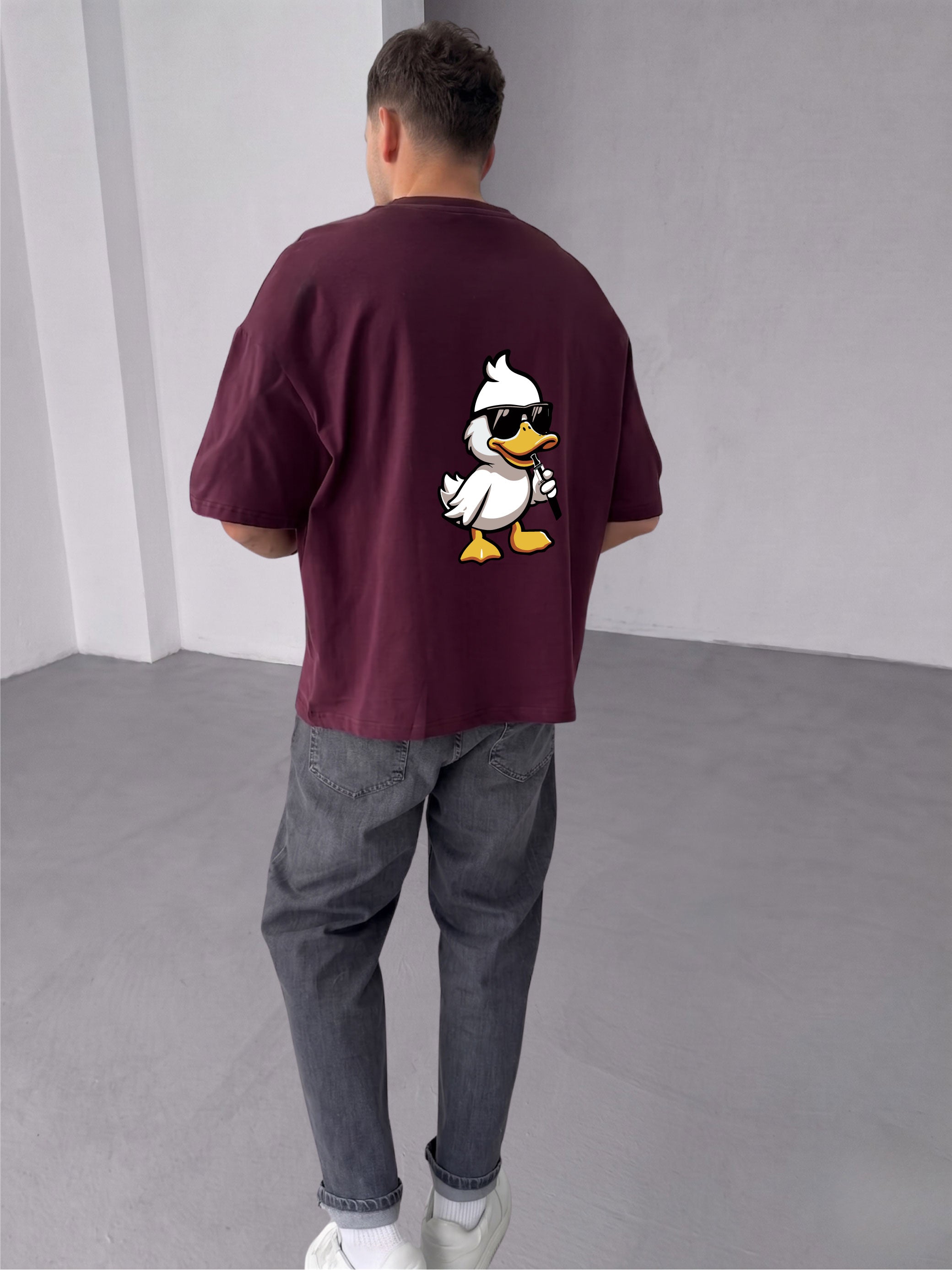 Premium Burgundy -Vaper- Printed Oversize T-Shirt