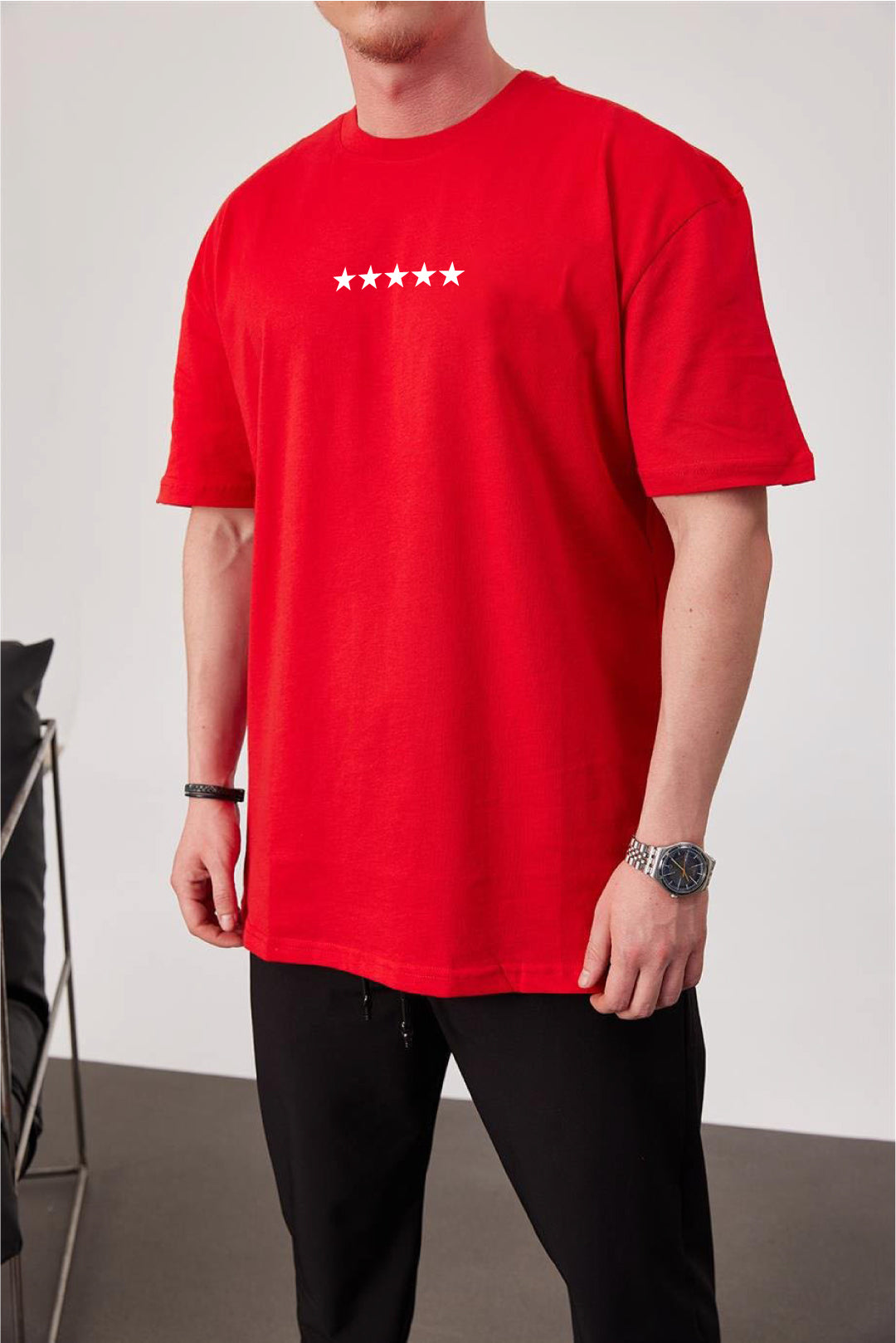 Red -Wanted- Printed Oversize T-Shirt