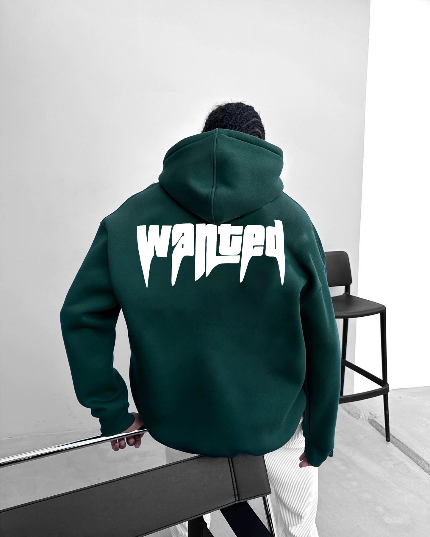 Dark green -wanted- Printed Oversize Hoodie