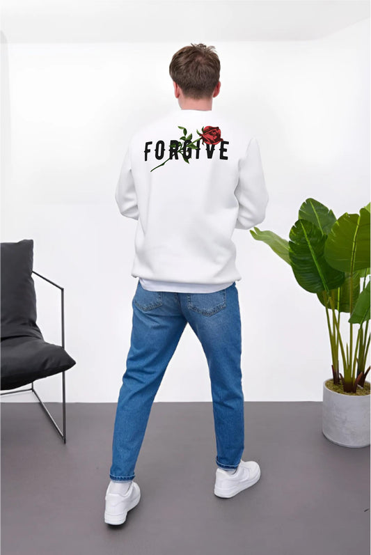 White -forgive- Printed Oversize Sweatshirt