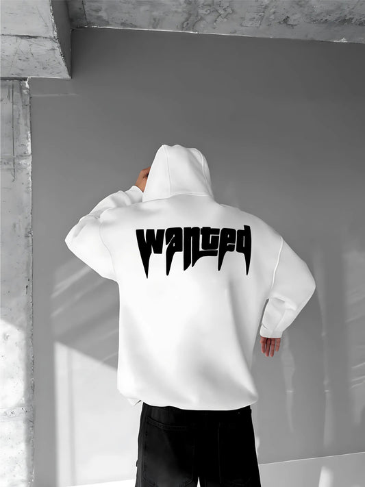 White -wanted- Printed Oversize Hoodie