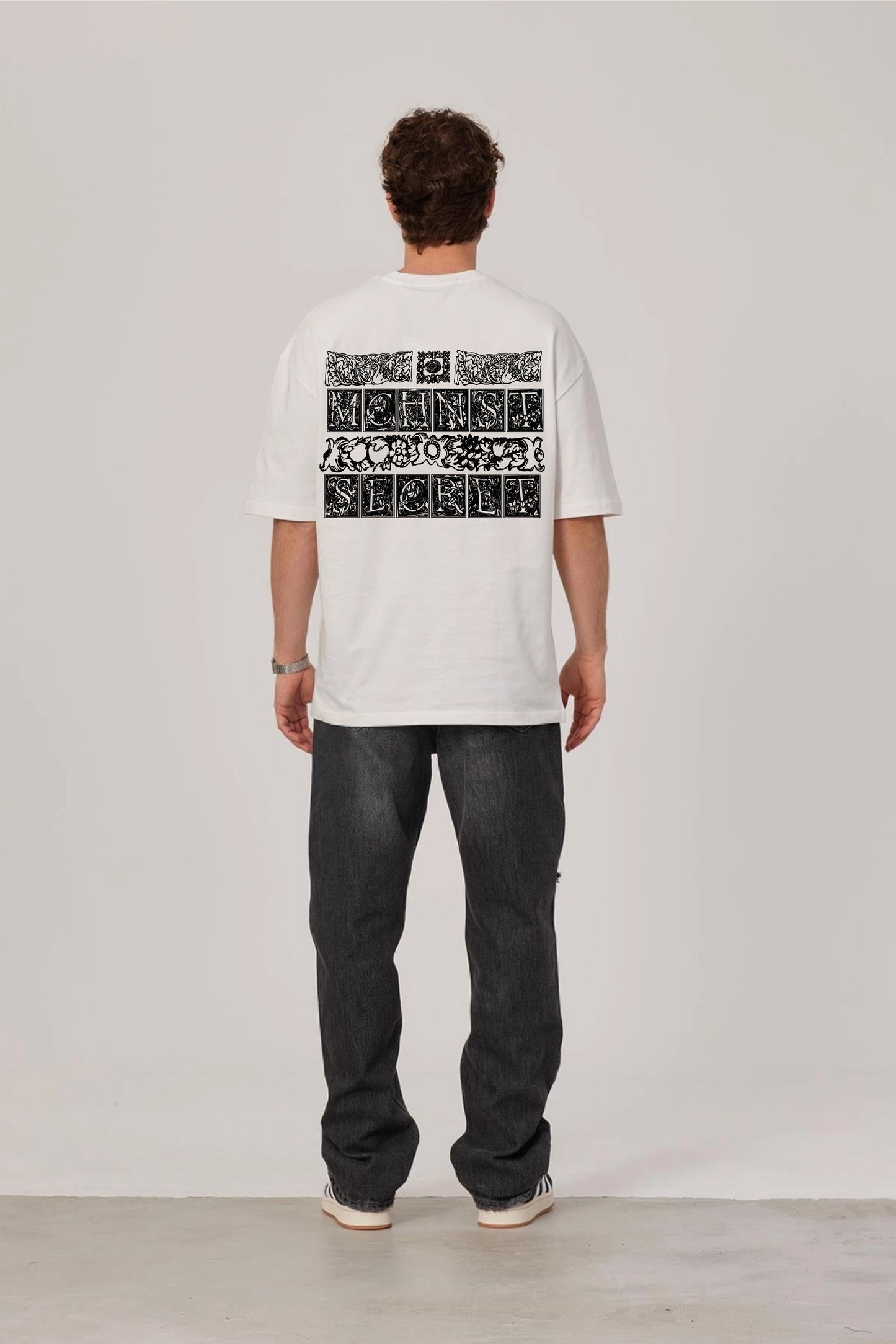 White -machinest- Printed Oversize T-Shirt