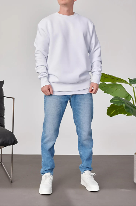 White Basic Oversize Sweatshirt