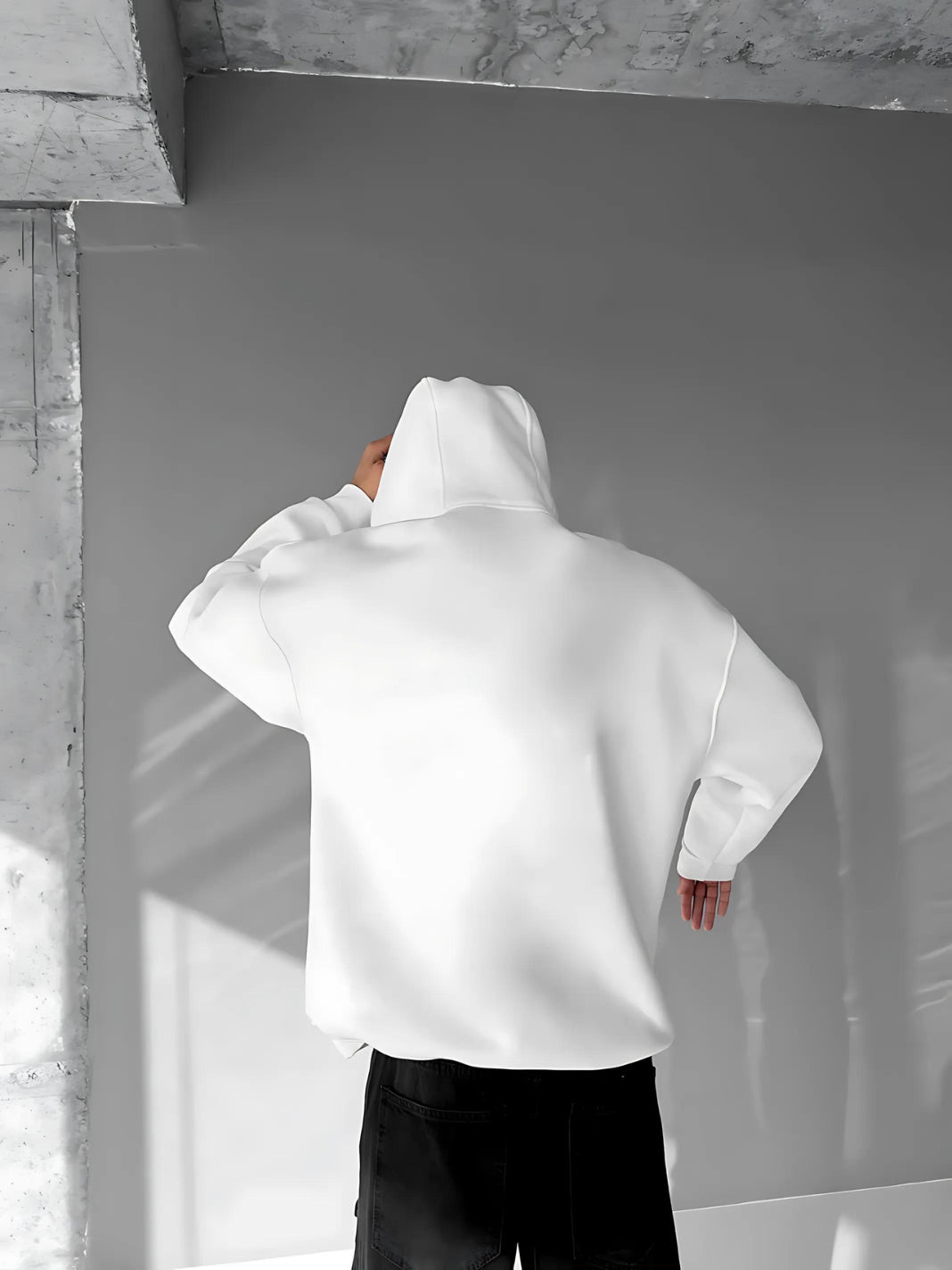 White -Get off- Printed Oversize Hoodie