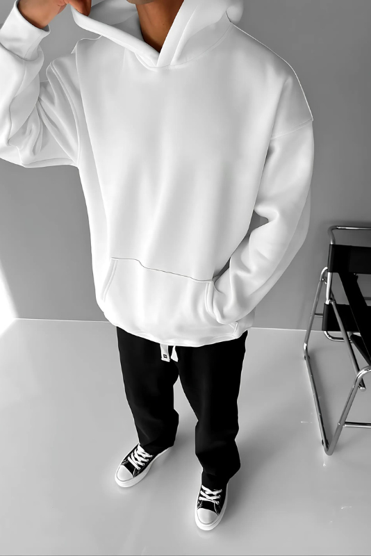 White Basic Oversize Hoodie