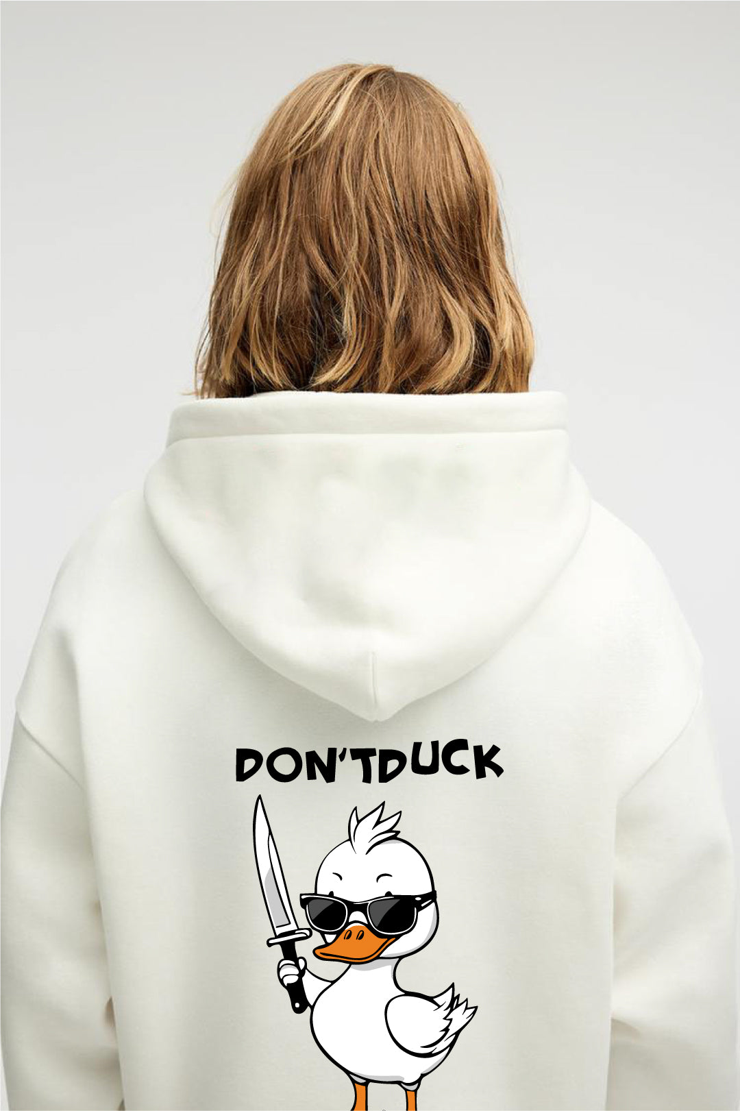 White -Dont mess with me- Printed Oversize Hoodie