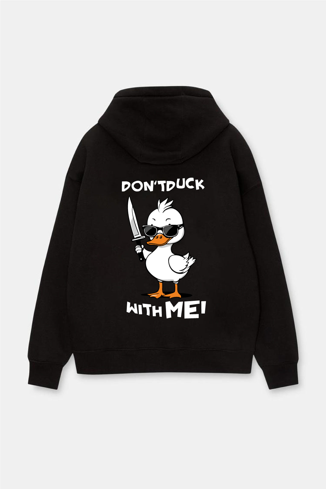 Black -Dont mess with me- Printed Oversize Hoodie