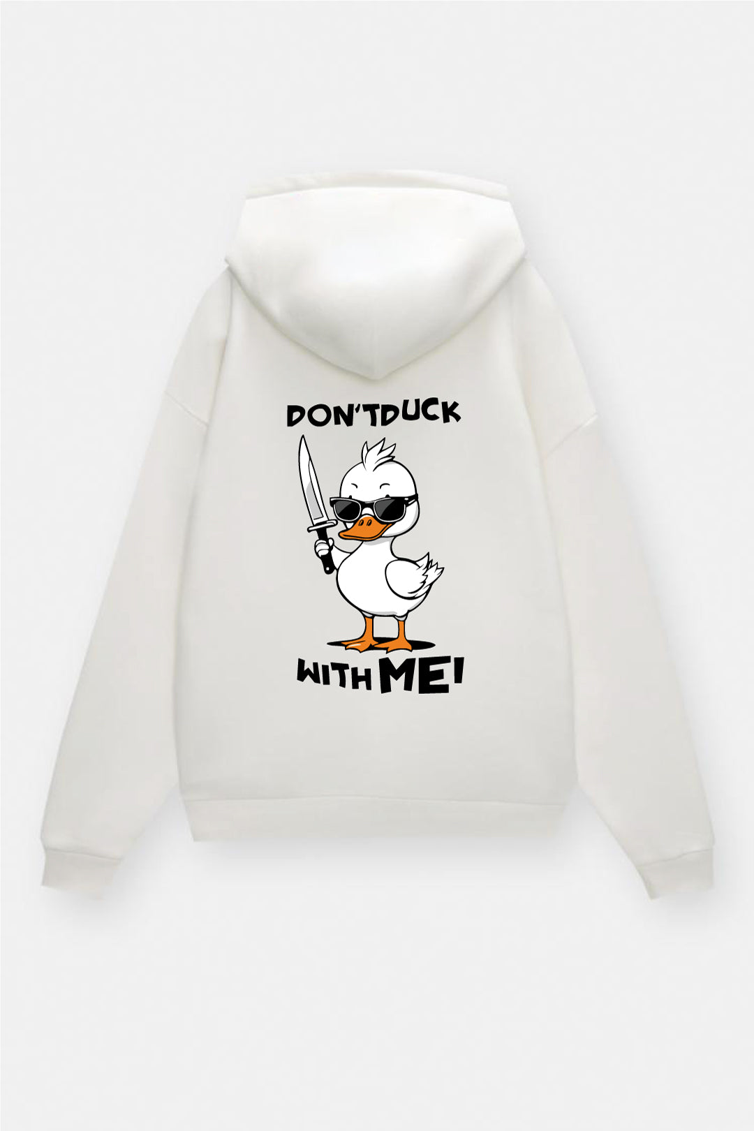 White -Dont mess with me- Printed Oversize Hoodie