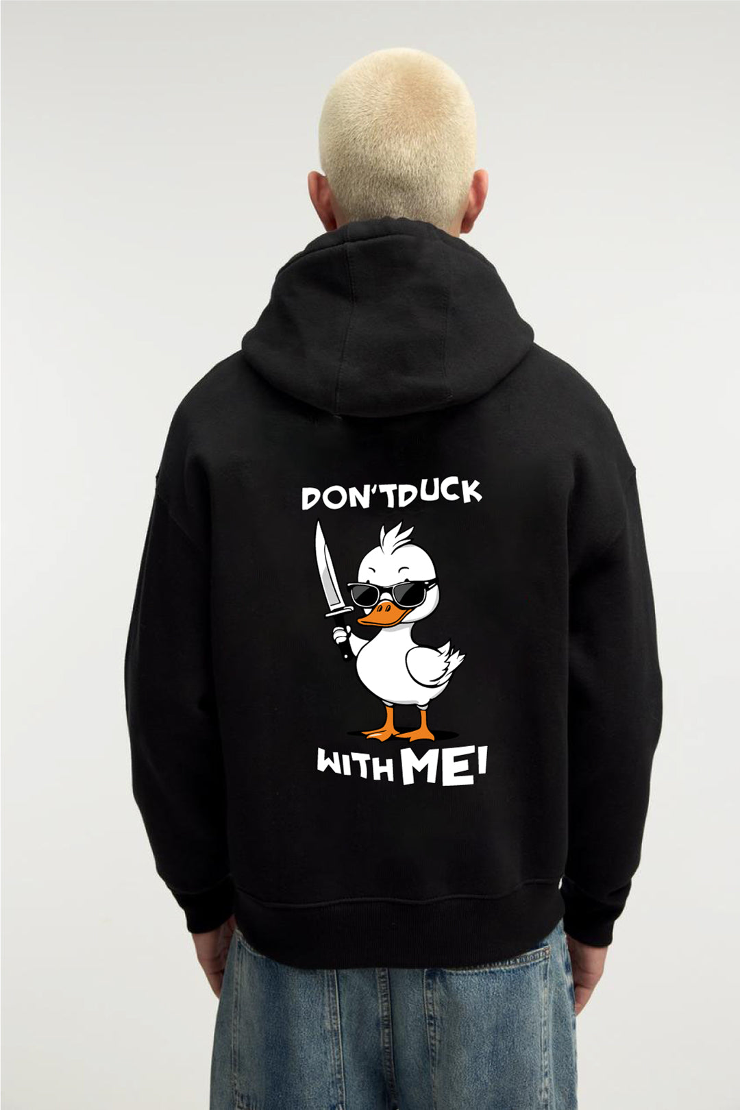 Black -Dont mess with me- Printed Oversize Hoodie