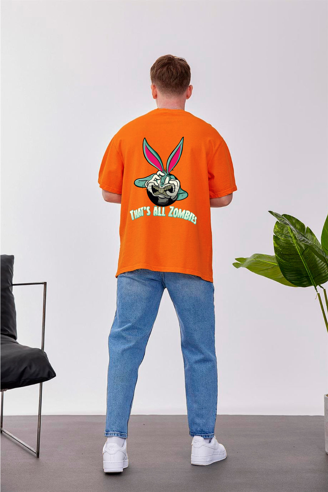 Orange -Zombies- Printed Oversize T-Shirt